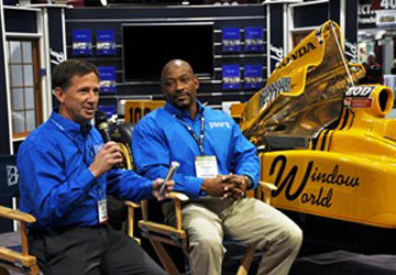 Three Indy 500 drivers Sign Window World Stinger
